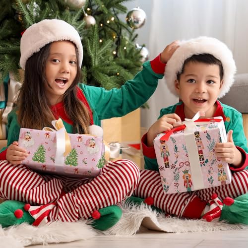 Nutcracker and Train Christmas Wrapping Paper, 40×28 Inches, 4 Folded Sheets - image 2