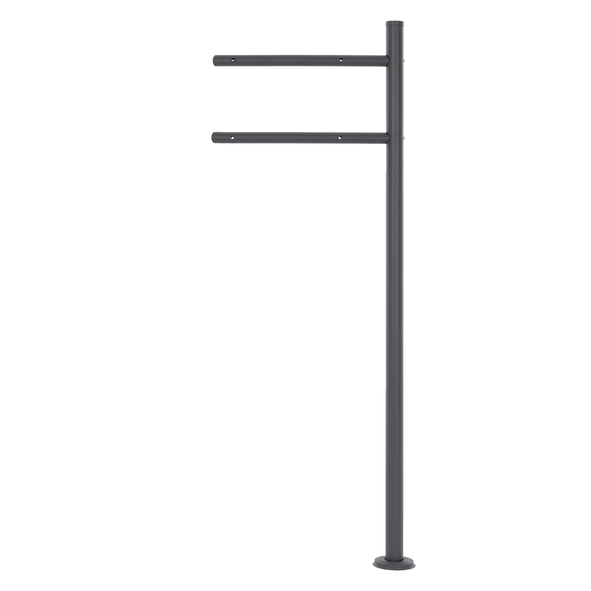 ECD Germany Buzón de Acero Inoxidable Antracita Base Autoportante Exterior con Soporte Poste Antracita Casillero Moderno con Compartimento para Periódicos y Cerradura con 2 Llaves Incluidas