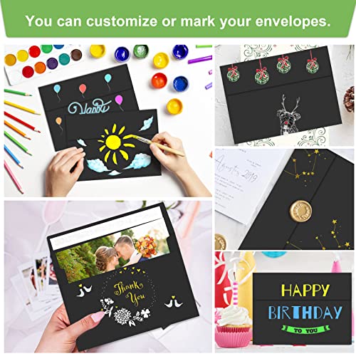 Image of 50 Packs 5x7 Envelopes, A7 5x7 Envelopes for Invitations, Printable Invitation Envelopes Self Seal for Weddings, Invitations, Photos, Greeting Cards, Mailing (Black)