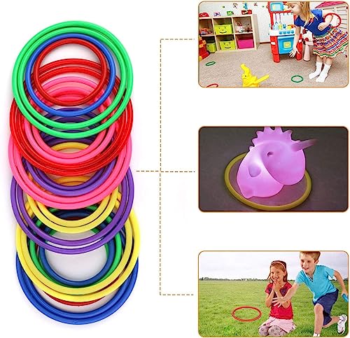 OOTSR 24 stücke Kunststoff Toss Ringe Set für Ring Toss Spiel, Drinnen draußen Kinder Target Übungsspiele, Party Favor Spiele, Karneval, Garten, Hinterhof, Game Booth (Großes Format)