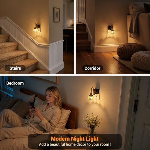 Image of JandCase Night Light, Night Lights Plug into Wall Green Tulip 2 Pack