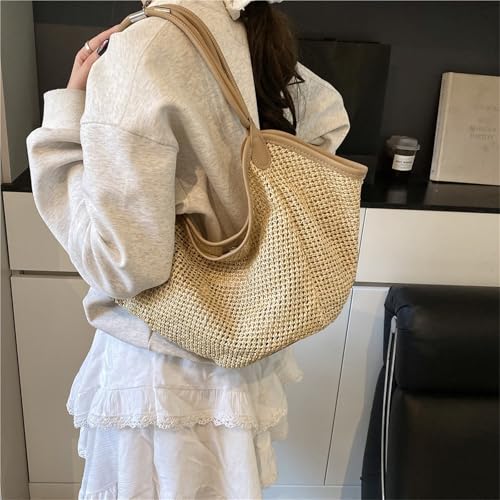 2 Set Straw Shoulder Bag For Women Summer Travel Underarm Handbag Large Capacity Beach Tote2