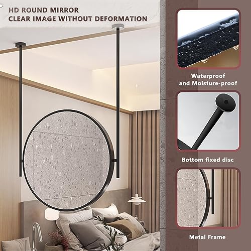 Miroir de salle de bain rond suspendu pour optimiser les petits espaces