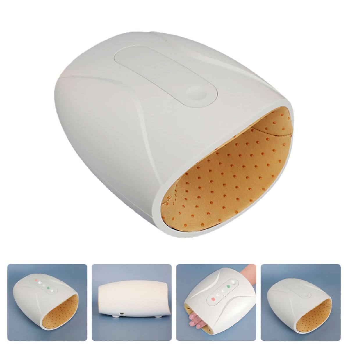 Elektrisches Handmassagegerät mit Heizfunktion, 1800mah, Abs | Weiß, Tragbar und Leicht, für Handflächen und Handgelenke, 8w Leistung