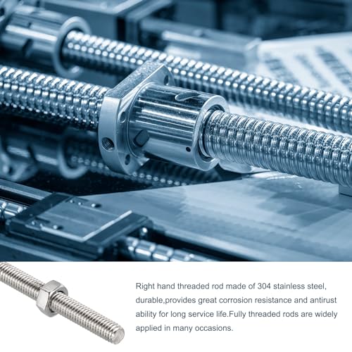 Tiges entièrement filetées M8 inox avec 6 pièces d'écrous pour assemblage - 3