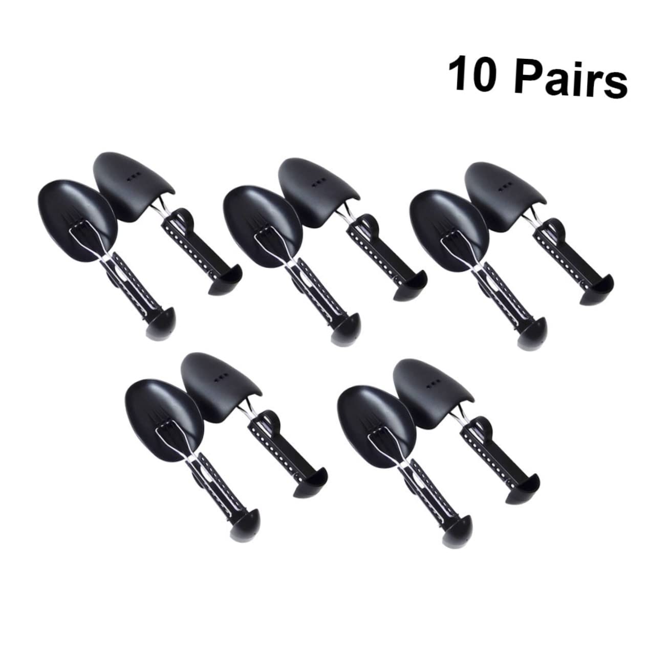 10 Pares de Ensanchadores de Zapatos de Plástico Ajustables Negros