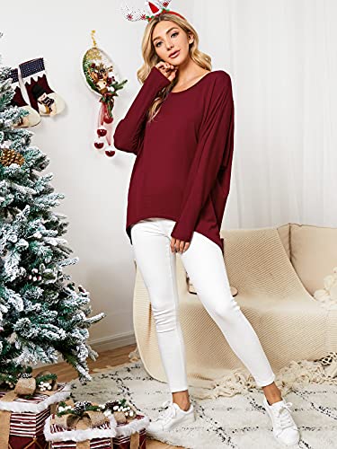 Image of ZANZEA Women's Off The Shoulder Batwing Tops Casual Loose Oversized Tshirts Long Sleeve Fall Pullover Sweater Tops