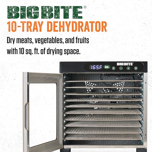 LEM Products BigBite 10-Tray Stainless Steel Dehydrator, Food Dehydrator for Beef Jerky, Meat, Vegetables, and Fruits, Includes Dryer Machine and 10 Trays, Silver by LEM - Image 2