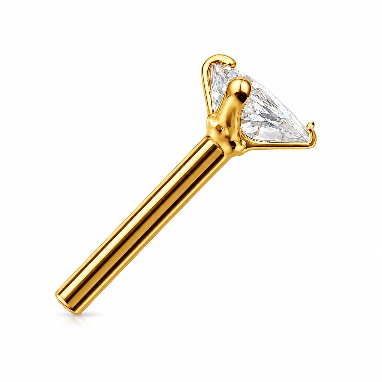 sirans 18k gold plated triangle stud earrings for men & boys | premium cz stone ear stud | silver pin | pair of 2 | stylish daily wear | gift for men