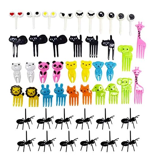 Mengger Tenedores Fruta Postre palillo Horquillas Fruta púas Alimentos 48 Piezas Tenedor Bebe Infantil Dientes Forks plástico Animales Aperitivo Tarta Tapas Fiestas Barra Coctel Pinchos cócteles Palo