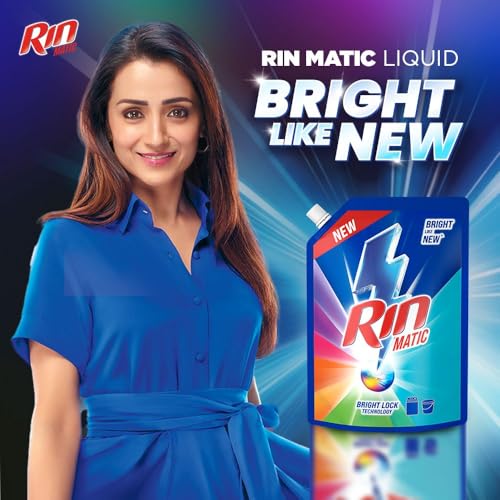 Image of RIN Matic Liquid Detergent, 2Kg, for Dazzling Brightness, with Bright Lock Technology, Long-Lasting Fragrance, for Top Load Washing Machines