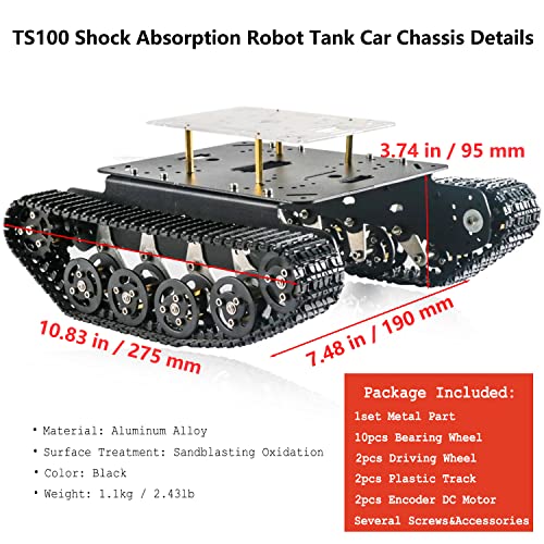 Image of Swaytail Professional Shock-Absorbing Smart Metal Robot Tank Car Chassis Kit For Arduino /Raspberry, Tracked Suspension Absorption Vehicle, Remote Control Track Crawler Damping Vibration Caterpillar