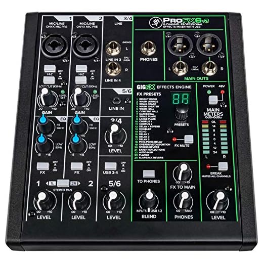 MACKIE ProFX6v3 mezclador analógico de 6 canales con los legendarios previos de micro Onyx, efectos e interfaz de audio USB de 24 bits/192 kHz (2x4 canales)