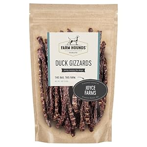 Farm Hounds – Duck Gizzards – Premium Natural Duck Jerky for Dogs – from 100% Humanely Raised Duck – Break-to-Size – Great for Training & Treats – No Added Fillers – Made in USA – 4oz – 1 Pack