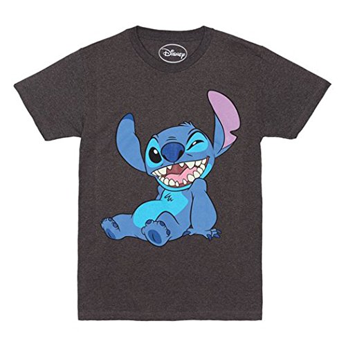 Disney Lilo and Stitch Winky Wink T-shirt (Extra Large, Charcoal)