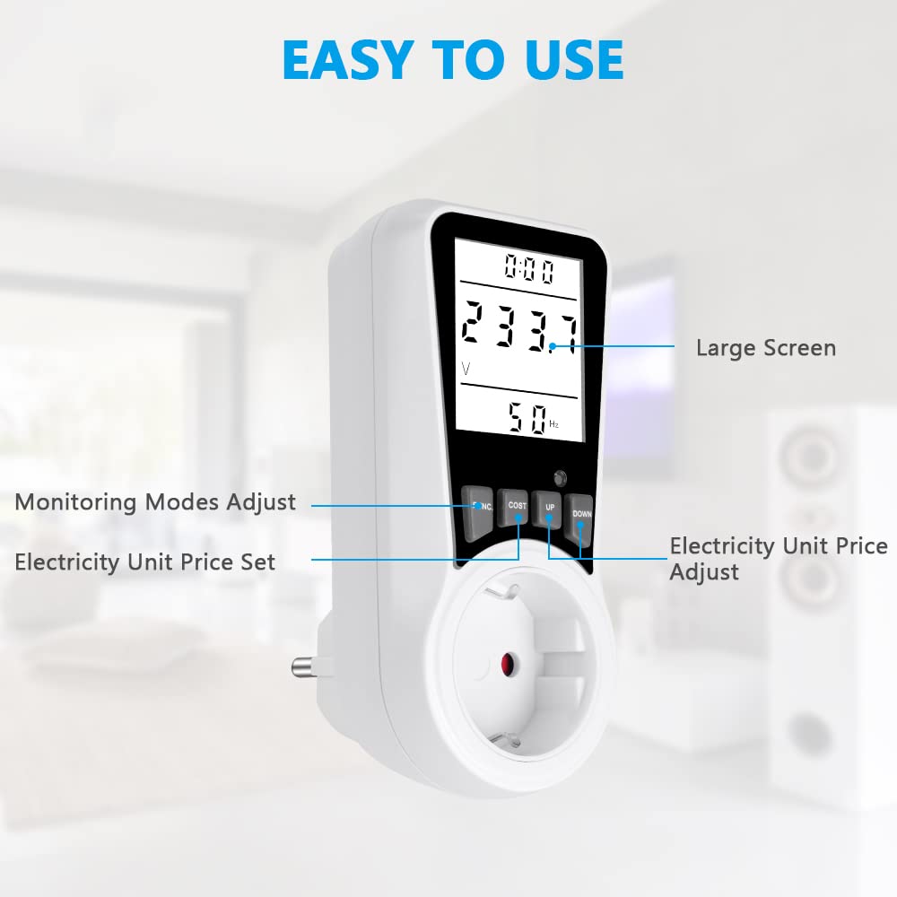 Medidor De Consumo Eléctrico Flintronic - Pantalla LCD Retroiluminada