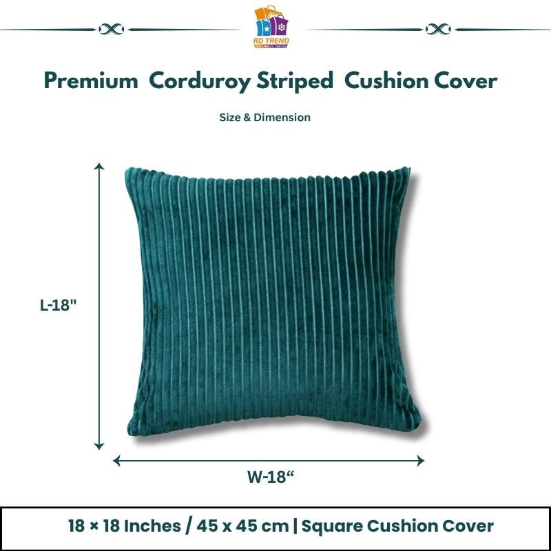 Image of RD TREND Cushion Cover Set of 2, Decorative Sofa Living Room Home Square Cushion Covers 18 Inch x 18 Inch, Aesthetic Corduroy Striped Double Sided (Green)