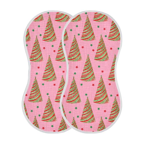 xigua Christmas Trees Muslin Baby Burp Cloths Set of 1, Super Soft & Absorbent Burping Rags, Cotton Burp Clothes Shower Gift for Newborn, Baby Girls and Boys2