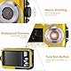 Helangel Digitalkamera, wasserdicht, Full HD 2,7 K, 48 MP, Unterwasserkamera, 16-facher Zoom, wasserdicht, mit Doppelbildschirm, für Jugendliche, Schüler, Anfänger, Gelb