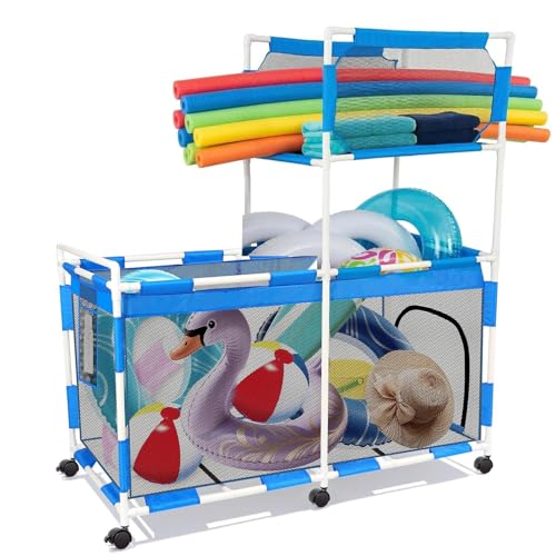 Aufbewahrungsbox mit Rollen für Poolspielzeug - Outdoor-Organizer mit Reißverschluss für Schwimmnudeln Bälle Surfbretter & Zubehör Großer Aufbewahrungskorb für den Gartenpool (160 * 82 * 183 cm)
