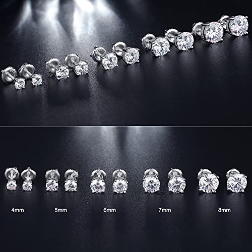 Mens Earrings Diamond Studs Men Stud Earrings Men Diamond Earrings Cubic Studs Screw Back Cubic Zirconia Earrings Cz Earrings Studs Diamond Earrings Studs Sterling Silver Cubic Zirconia Studs 6Mm #TOP1
