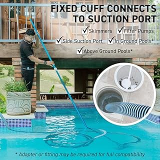 Swimming Pool Vacuum Hose 1-1/2" x 50-Ft, Swivel Cuff Kinkproof Design, Made in USA, Connects to Vacuum Head, Skimmer, Filter Pump for Cleaning In Ground and Above Ground Pools