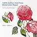MeiLiang 52 Colors Solid Watercolor Paint (Blue Case) And Paul Rubens 10.2 X 7.2 Inches Watercolor Coloring Paper, 140lb/300GSM 100% Cotton Hot Pressed Roses Line Drawings Watercolor Paper (12 Sheets)
