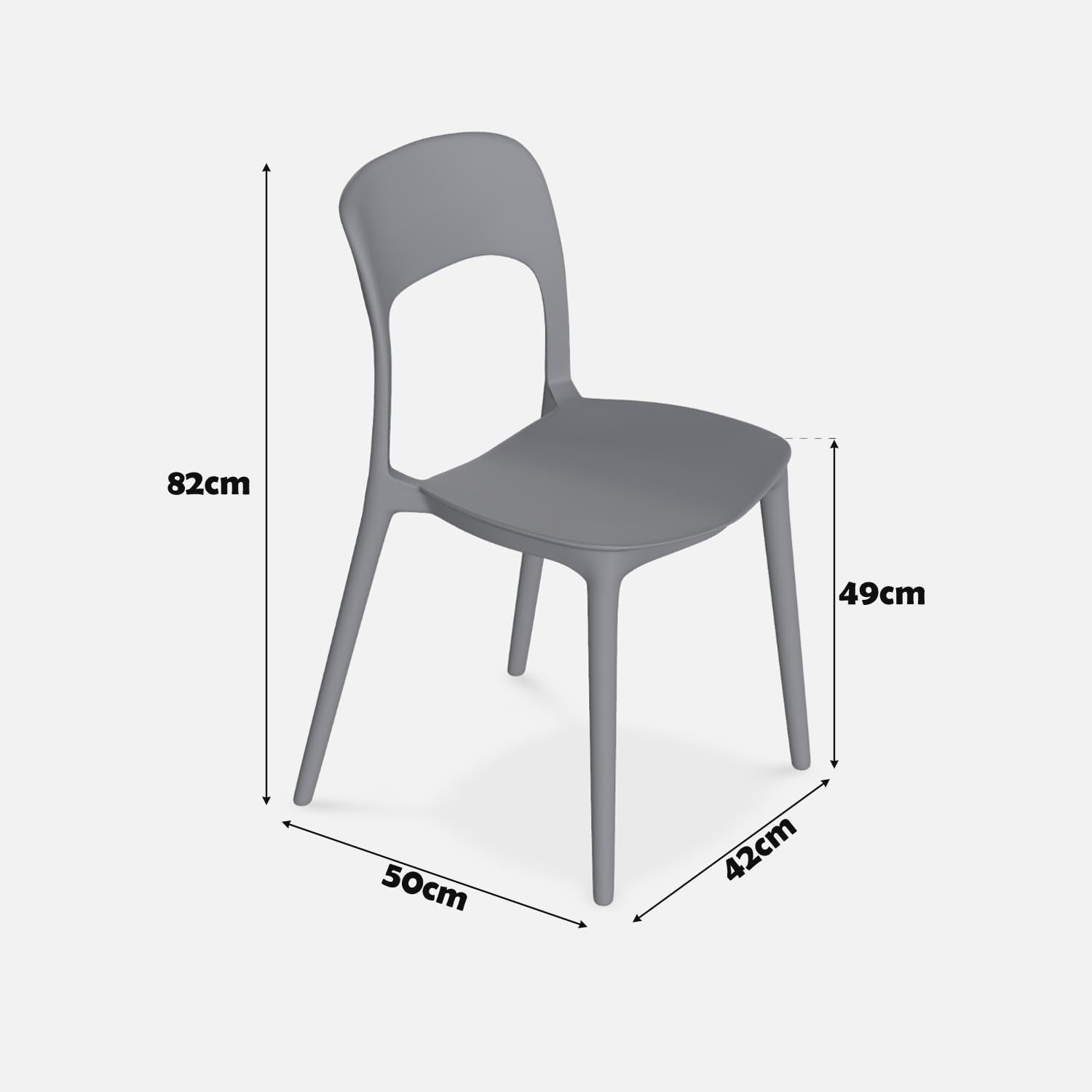 Marvin Sedia In Polipropilene Marte Ergonomica Arredo di Design Esterno e Interno da Giardino Impilabile Sedie Moderne Resistenti per Cucina Terrazzo Locali Commerciali (Grigio, 4)