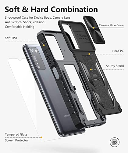 Wtyoo For Samsung Galaxy A03S Protective Case: Military Grade Drop Proof Full Protection Mobile Phone Cover With Kickstand | Heavy Duty Shockproof Rugged Tpu Bumper Design Matte Textured Shell #TOP4