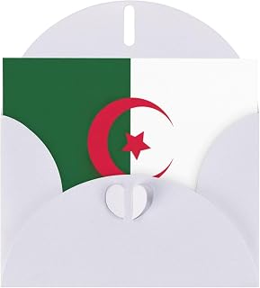 BREAUX Flag of Algeria Pearl veneer holiday greeting card, blank envelope, luxurious Christmas and New Year greeting card