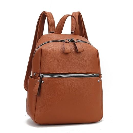 Mochila casual feminina para viagem, escola e trabalho (Marrom)