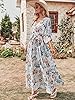 ANRABESS Womens 1/2 Sleeve Beach Wedding Guest Maxi Dresses 2025 Fall Wrap V Neck Boho Floral Flowy Slit Long Summer Dresses White Flor Medium #2