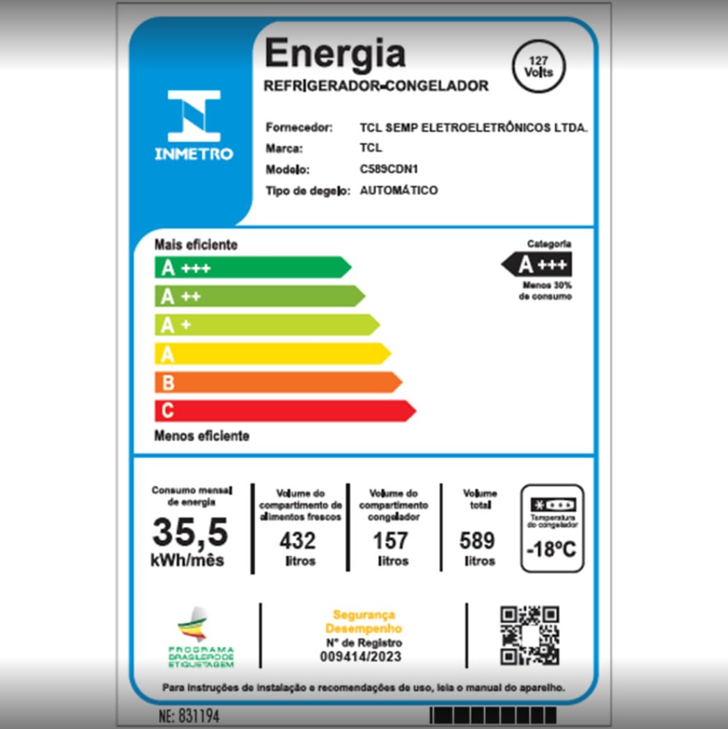 Geladeira TCL C589CDN1 589L Multidoor 4 Portas Inverter com Espaço