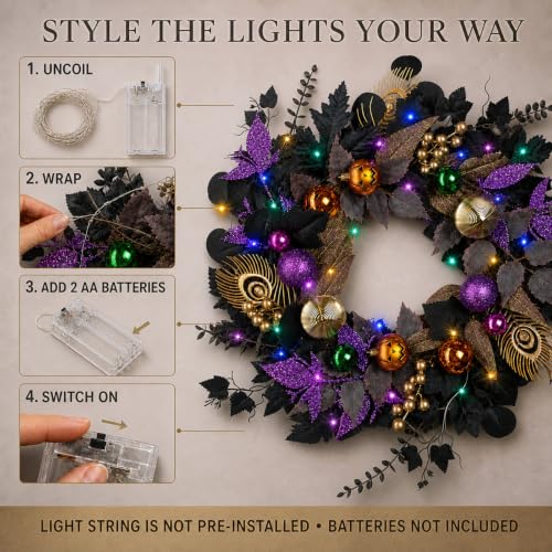 22-Inch Black and Purple Halloween Wreath - image 7