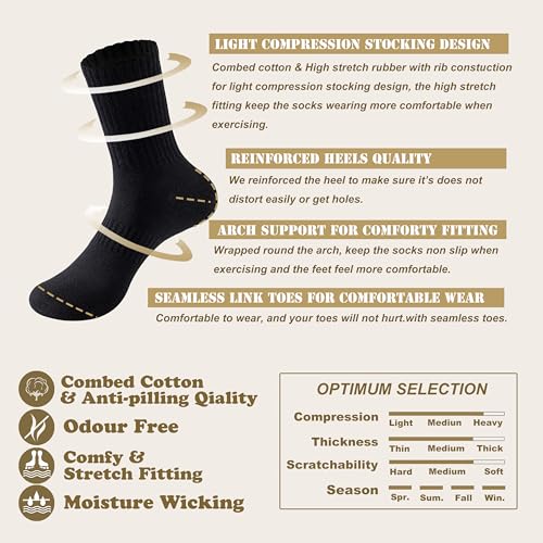 Image of MAGIARTE Womens Athletic Cotton Crew Socks Moisture Wicking Breathable Sports Casual Socks for Women 3 /5-PACK