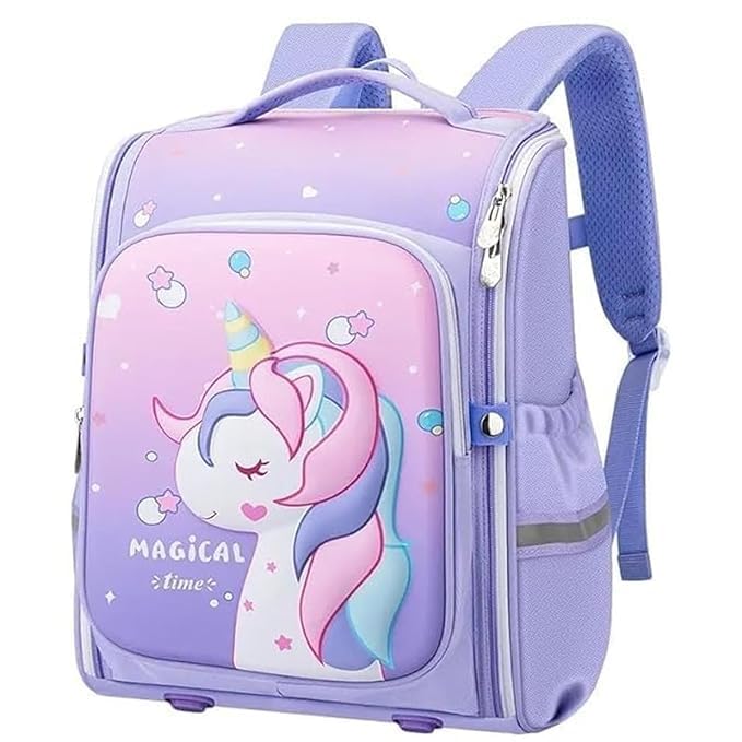 Image of Prancing Unicorn Children's Schoolbags Primary School Girls Boys Students Cartoon Unicorn Backpack Double Shoulder Bag For Girls Kids 6-7-8-9-10-12 Years Old Water-Resistant