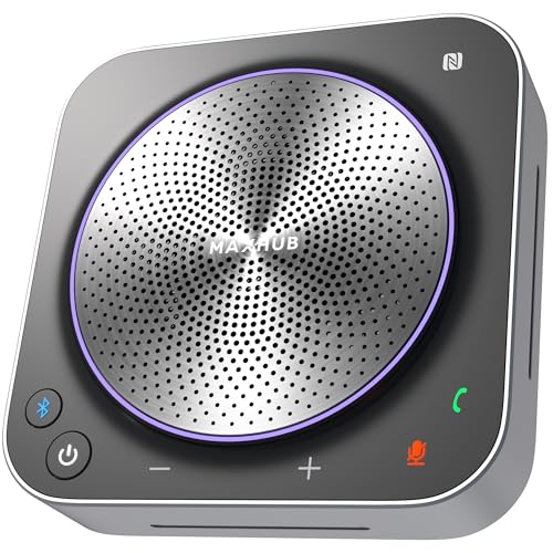 MAXHUB Microfono omnidirezionale wireless per vivavoce Bluetooth per teleconferenza, pickup audio a 360°, microfoni a 8 array, riduzione intelligente del rumore AI Connessione rapida wireless NFC