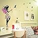 Pegatinas de pared 3D Hermosa flor de mariposa muchachas de hadas aves, bricolaje Arte casera del PVC fondo de pantalla, Corredor de sala de juegos for niños y niñas de decoración de interior 50x70cm