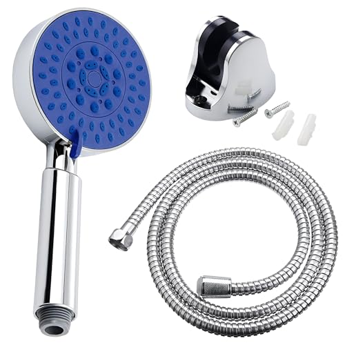 CJSME® Alcachofa de Ducha Alta Presión + Manguera Flexible de 1,5 m + Soporte Pared/ducha alcachofa Antical Cromado con 5 modos Pulverización etc..