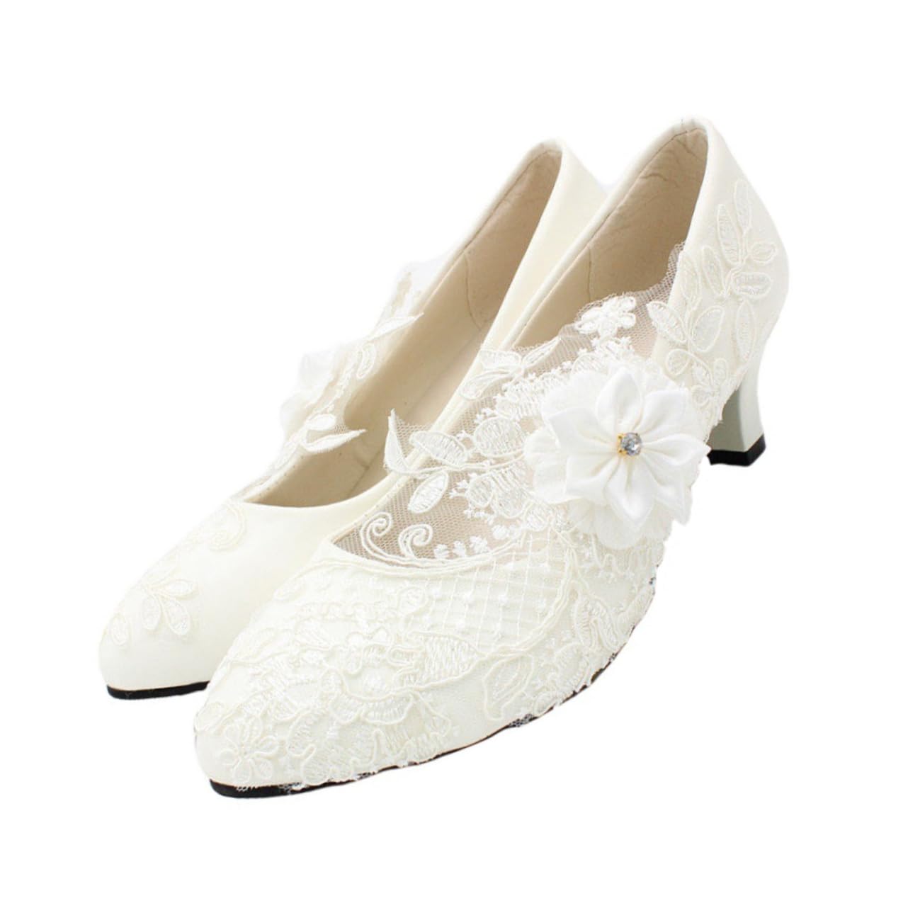 SOIMISS Hochzeitsschuhe aus Spitze elegant Hausschuhe bestiegen Braut- Keile High Heels Damenschuhe weiß Adiletten Damen weißes Kleid Frau Partyschuhe Spitze Schuhe Obermaterial: Pu