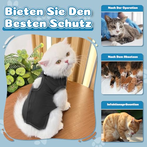 Katzenbody Nach OP für Katzen Kastration, Erholungsanzug Katze Body, Alternative zur Halskrause, Weiche Atmungsaktive Katzenbekleidung für Hautkrankheiten und Wunden