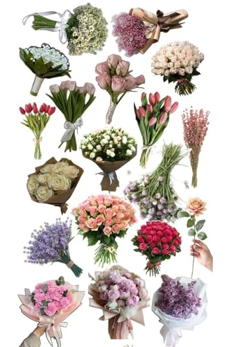 Retro Bouquet Temalı Laptop Tablet Telefon Ajanda Bullet Journal Sticker - Suya Dayanıklı Etiket
