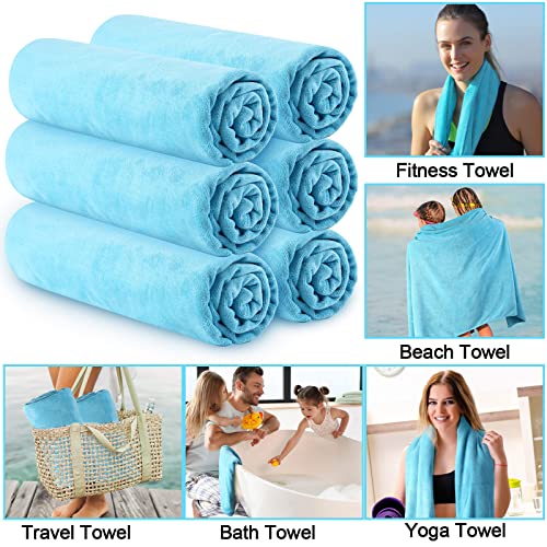 Tegeme 6 Pcs Microfiber Bath Towel, 30 X 60 Inch, Quick Drying, Oversized, Soft, Very Absorbent And Extra Large Fitness Towel Fast Drying Washcloth For Fitness, Bathroom, Sports, Yoga (Royalblue) #TOP3