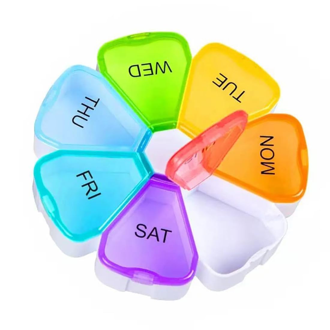 Weekly Pill Organizer Travel 7 Day Portable Round Floral Pill Case Box Container for Large Vitamin Medication Supplement