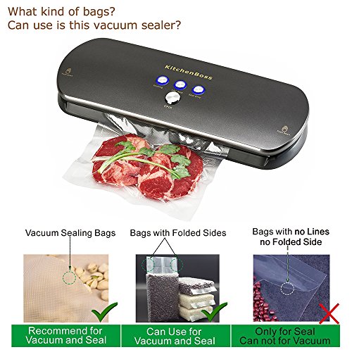 Vacuum Sealer Bags,Food Saver Bags 100 Pint Size 6"x10",Sous Vide Bags,Commercial Grade for Food Storage, by KitchenBoss - Thumbnail 7
