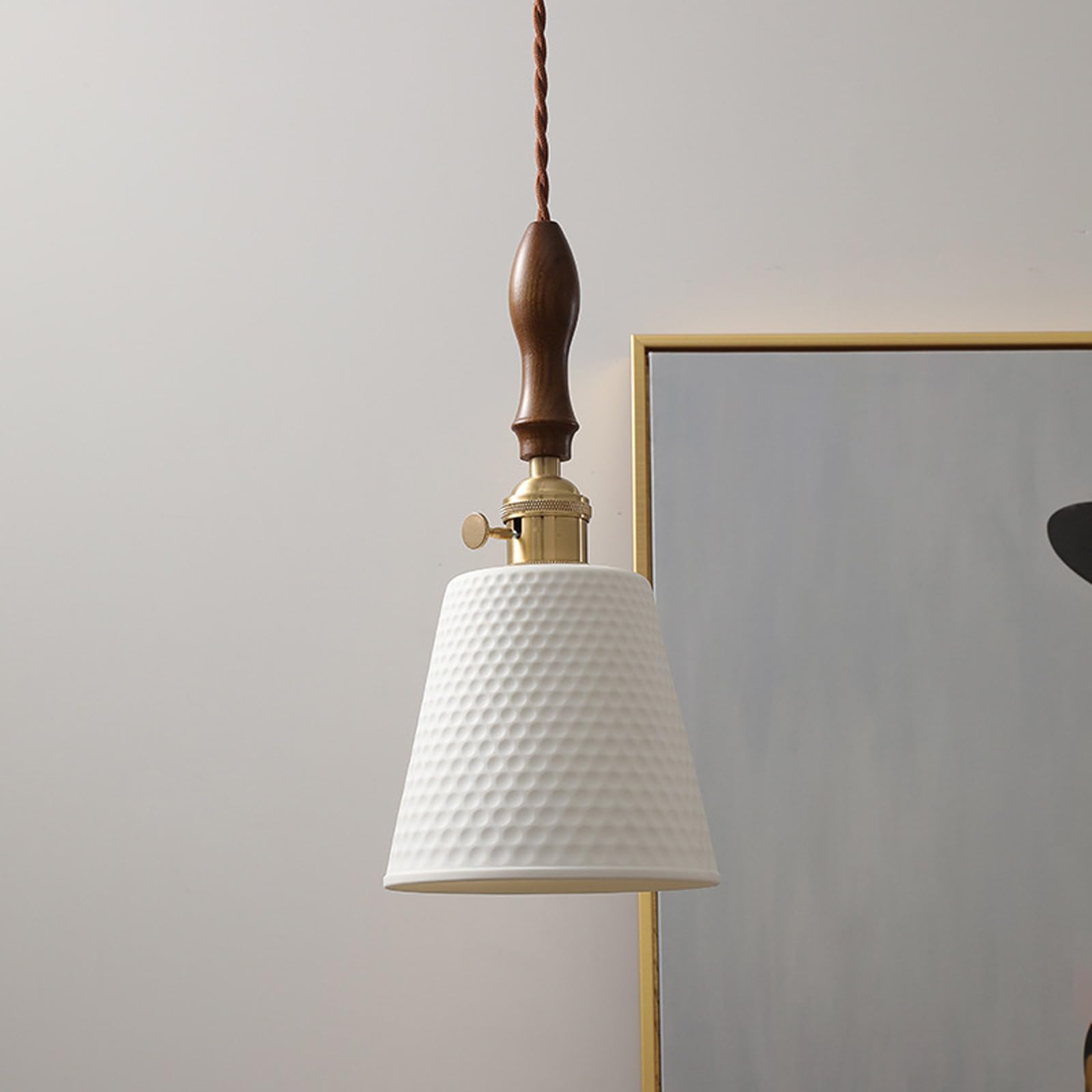 Wisząca lampa sufitowa Dekoracyjna lampa wisząca Biała ceramiczna lampa wisząca z przełącznikiem Spersonalizowane proste rustykalne oświetlenie wiszące do szafki nad