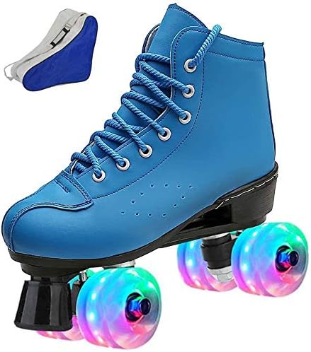 ローラースケート 男女兼用 インラインスケート ローラーブレード クワッドスケート 子供用 大人 ローラーシューズ 初心者向け 発光 Puレザー製 ローラー オシャレ 子供 フラッシュpuホイール 四輪ローラースケート 収納袋付き 在庫あり ハイトップ ブール 22 0cm 27 5cm