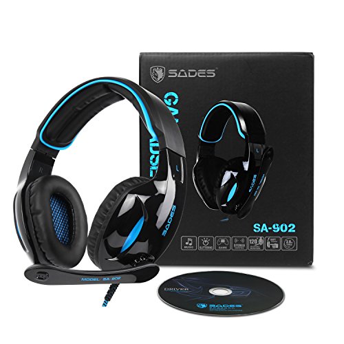 SADES SA902 Gaming Headset Headphone Stereo Sound USB Wired with Mic for PC, Mac,Computer, Noise Cancelling Over Ear Headphones with Soft Memory Earmuffs for PC