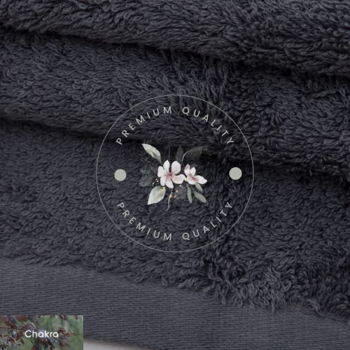 Chakra Turkish Bath Towel Set (Bamboo Cotton, 6 Pcs Bathroom Set) Luxury Towels Sets - Quick Dry Turkish Linens For Master Bathroom, College, Guest Bathroom, Spa (Charcoal) #TOP1