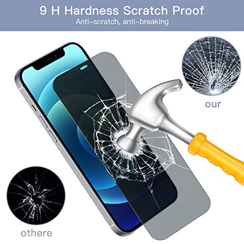 51wxRJ9YG L Peafowl Compatible with iPhone 12 Pro Max Screen Protector, 2 Pack Privacy Tempered-Glass Screen Protector + 2 HD Tempered Glass Camera Lens Protector+ Film set - Image 6